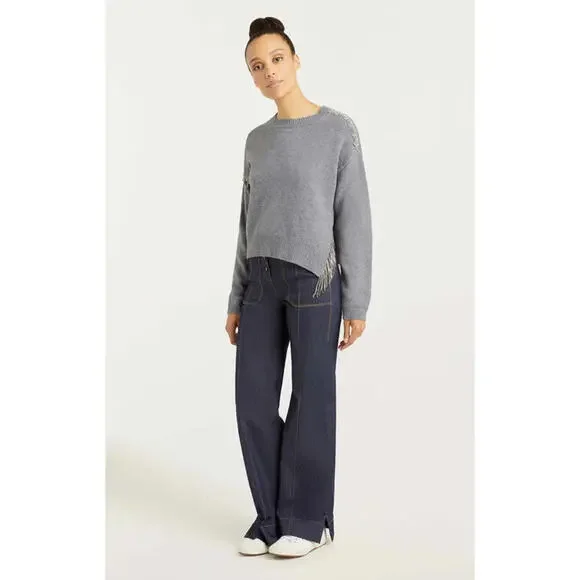 NEW,Cinq A Sept LILLIANA SWEATER in Gray sizeS#S7867